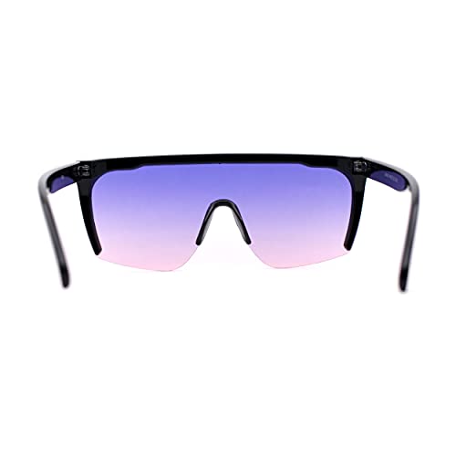 Womens Oversize High Temple Flat Top Shield Diva Sunglasses4