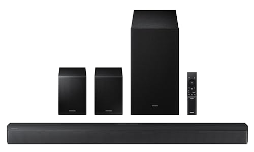 Samsung 490 W 5.1 ch Soundbar with Center Speaker | Dolby Audio | DTS Virtual:X | Q-Symphony | Wireless Rear Speaker | HDMI ARC|Bluetooth | USB Music Playback | Wireless Subwoofer (HW-B67EF/XL, Black)
