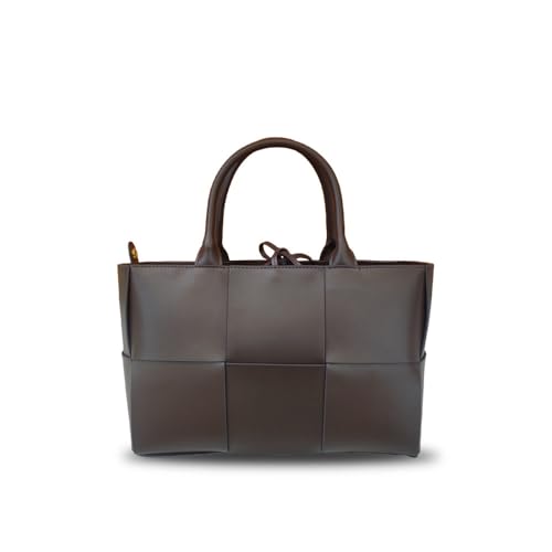 Elegant Cowhide Leather Hand Woven Tote Handbag – Large Shoulder Bag for Commuting