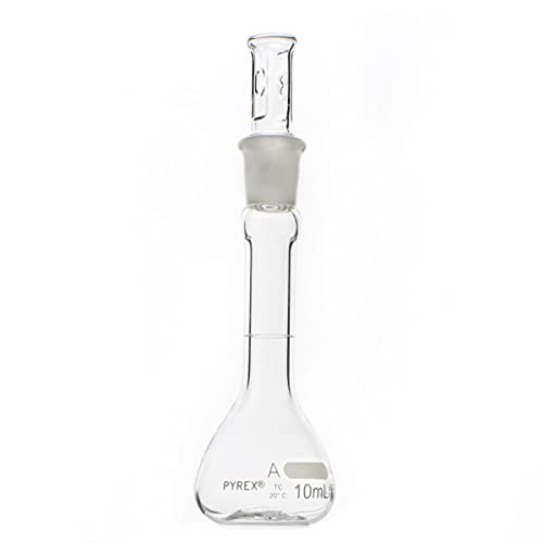 Fiole jaugée classe A Pyrex de 10 mL avec bouchon en verre rodé pour chimie fine