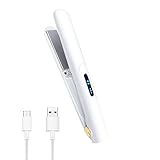 Cordless Hair Straightener Portable Mini Flat Iron with 2600mAh USB Rechargeable Battery 2 in 1 Hair