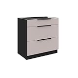 mehr Stauraum Küchen Unterschrank 80 cm Küche Arona Kaschmir beige matt + Schwarz matt Soft-Close Küchenzeile Küchenblock
