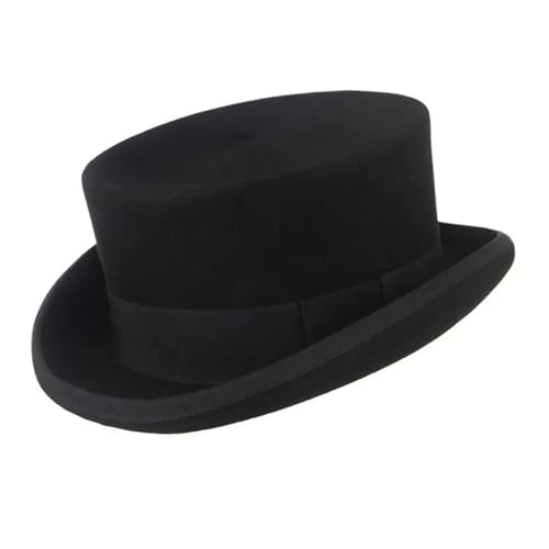 Chapeau Fedora noir à bord roulé unisexe en laine pour costume et cosplay