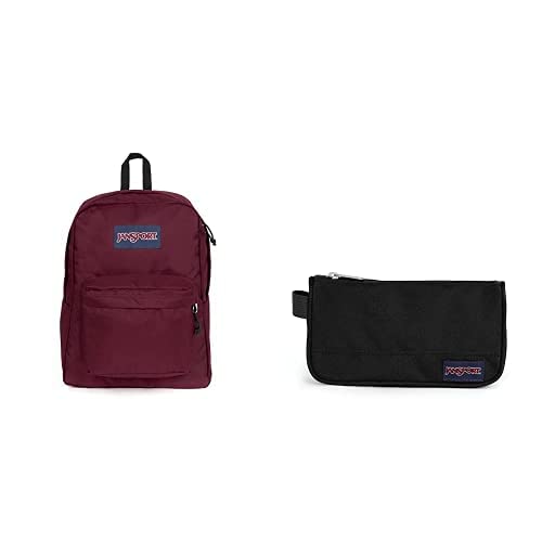JANSPORT SuperBreak One Mochila, Taglia Unica, Rojo (Viking Red) + JANSPORT Medium Accessory Pouch, Taglia Unica, Negro (Black) Cover