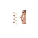 ALACLO 14K Gold Filled 4Pcs Nose Studs 20G Gold Nose Rings Studs for Women Men L Shaped Nostril Piercing Jewelry Hypoallergenic Pink CZ