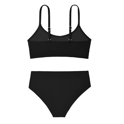 Image of Zando Girls Swimsuit Two Piece - Adjustable Strap Bathing Suit Solid Color Bikini Sets for Teens Girl Beach Swimwear
