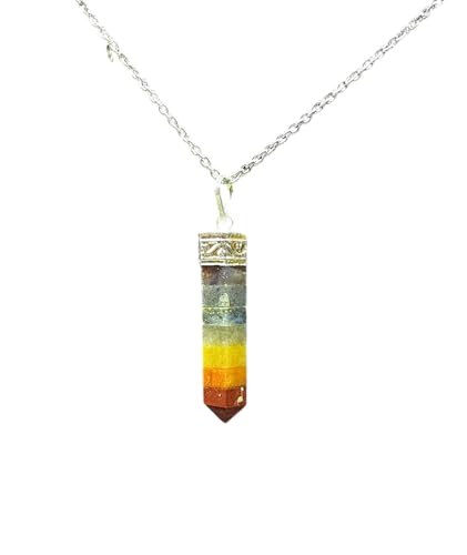 Image of THE CRYSTAL HUB - 7 Chakra Pendant in Tree, Pencil, Popsicle shape for Reiki & Crystal Healing