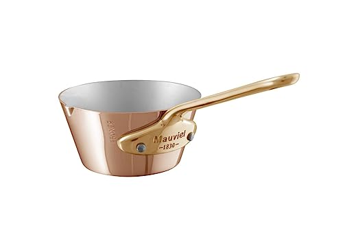 Mauviel M'Minis Mini Sauteuse évasée Cuivre & Inox avec Bord Verseur & Manche Bronze 3,54 Pouces Fabrication Française
