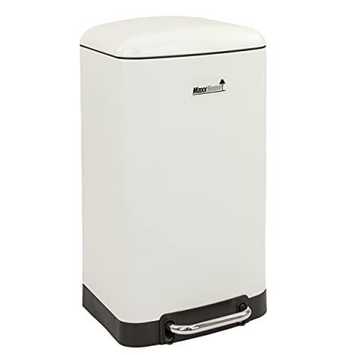 MaxxHome Cubo de basura con pedal, color blanco, 61 cm, 30 l Cover