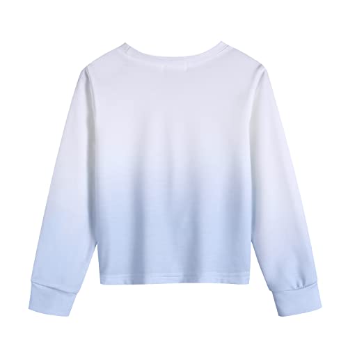 Arshiner Girls Casual Twist Front Sweatshirt Tie Dye Printed Long Sleeve Crop Tops Pullover #TOP1