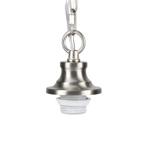 Image of Aspen Creative 21052-21, Indoor Pendant Light Kit, 6' SPT-1 Silver Wire / 5' Steel Chain. Socket Cup:3-1 /8 inch W x 1-5 /8 inch H Suitable:11-1 /2 inchD. to 16 inch D. Pendant Shade. Satin Nickel.1 Pack