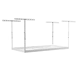 SafeRacks – 2x8 Overhead Garage Storage Rack - Height Adjustable Steel Overhead Storage Rack - 400 Pound Weight Capacity (White, 12