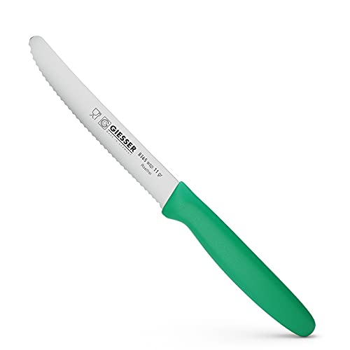 Giesser since 1776 - Made in Germany - Cuchillo para tomates, verde, hoja 11 cm, con mango antideslizante, cuchillo pequeño lavable en lavavajillas, inoxidable