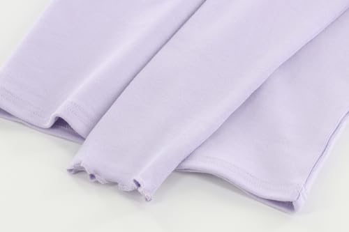 Image of Girls Lettuce Edge Trim Mock Neck Long Sleeve Slim Fit T-Shirt Tops Lightweight Knit Tee