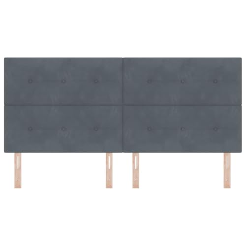 vidaXL Modernes verstellbares gepolstertes Kopfteil Dunkelgraues Samt Wandmontiert 200 cm Breite für Moderne Schlafzimmermöbel Bett Holz Hohes stylisches Zubehördesign