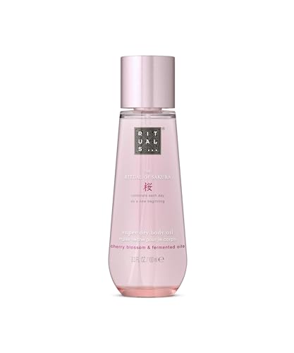Image of RITUALS The Ritual of Sakura Super Dry Body Oil – Fast‑Absorbing, Ultra‑Moisturising Dry Oil – Rice Milk & Cherry Blossom Scent – Silky Soft, Radiant Skin; Head‑to‑Toe Massage, 100 ml