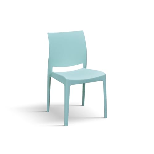 PAZZO DESIGN Sedia Alberto, Set Da 4 Sedie, Azzurro Pastello, Polipropilene, Cucina, Sala Da Pranzo, Per Ufficio, Impilabile - id_2028