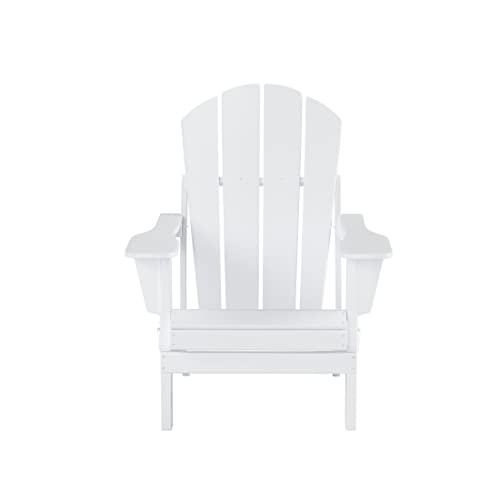 Wo Home Furniture Adirondack Folding Chair 4 Pc Set Classic Outdoor Patio Chair For Bon Fire Pit Lawn Backyard Beach Plastic Weather-Resistant (White) #TOP5