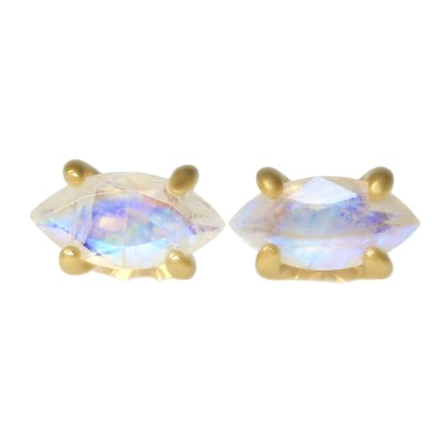 Boucles d'oreilles pierre de lune argent 925 plaqué or forme marquise pour femme