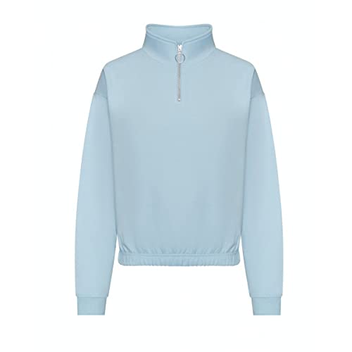 AWDis Just Hoods JH037 Ladies Cropped 1/4 Zip Sweatshirt - Sky Blue - XL