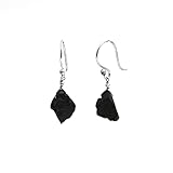 Gempires Gift Black Spinel Gemstone Earrings Raw Black Crystal Handmade Jewelry August Birthstone Gifts Hypoallergenic Silver Plated Elegant Dangling Statement Earrings