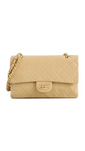CHANEL Shopbop Archive Womens Pre-Loved Medium Classic Double Flap Lambskin Shoulder Bag Beige One Size