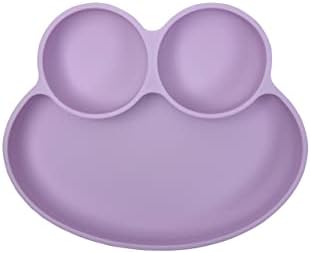 Abiie Octopod Frog Silicone Plates with Suction - Spill Proof, Easy to Clean - BPA-Free Bowl - Suction Plates for Baby and Toddler - Training & Feeding Divided Grip Dish (Pink Lavender)