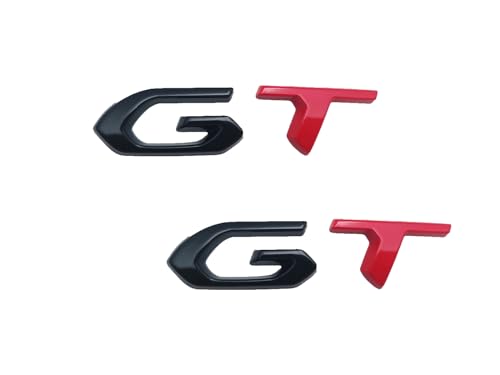 Image of 2X 3D Metal GT Emblem Car Logo Trunk Lid Badge Sport Turbo Decal Replacement for Universal Vehicle, Car, SUV, Truck (Black red)