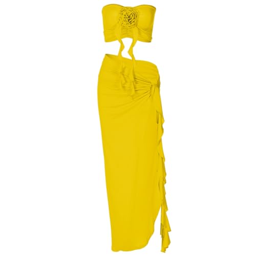 Ensemble costume femme jupe longue fluide et détails floraux