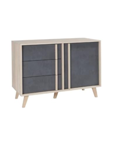 Buffet ENFILADE bahut petit modèle MALMO chêne clair et gris béton
