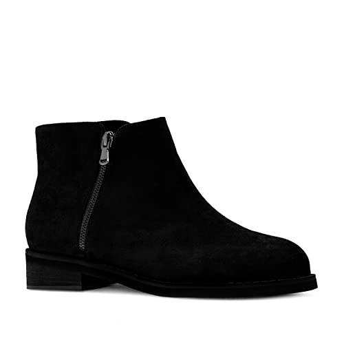 Andrés Machado - Bottines d'hiver pour femmes et adolescents - AM41-BOTIN - Bottines à bout fin - Talon plat - Simili cuir - Bottines Cow Boy - Daim Noir, EU 42 Cover