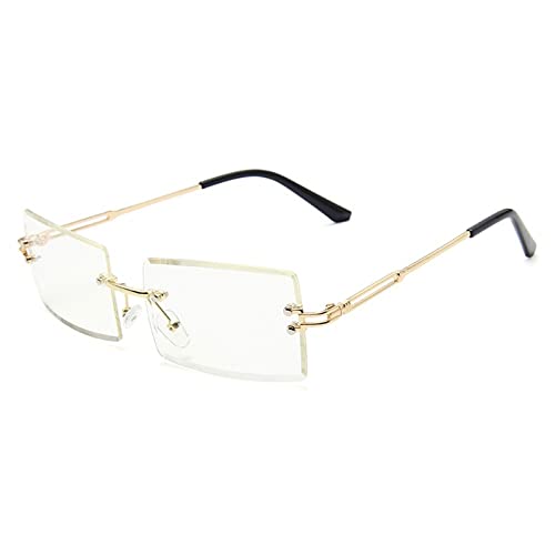 Lunettes de soleil sans monture contre les marques de nez avec verres rectangles légers