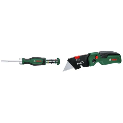 Bosch Home and Garden Bosch Ratschenschraubendreher mit Bit Magazin, 12-teilig + Klappmesser