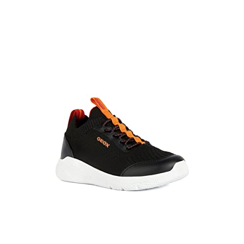 Geox J Sprintye Boy, Zapatillas Niños, Multicolor Negro Naranja, 24 EU