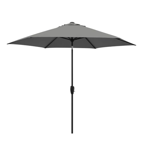 KETTLER 3.0m Wind Up Garden Parasol with Auto Tilt & Night Cover UV50+ Sun Protection Aluminium Frame Patio Umbrella (Slate)