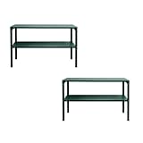 Gardening Naturally Greenhouse Staging Shelving Unit 2 Tier Free Standing Galvanised Steel 115cm Plant Pot Shelf For Greenhouses UK (2 Green Staging Benches)