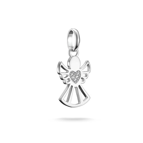 THOMAS SABO Charm Pendant Guardian of Love - Angel Design Made of Recycled 925 Silver - With Heart and Zirconia - Ladies Jewelry for Bracelet and Chain - Connect Charm