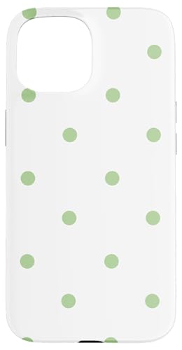 White and Green Polka Dots Classic Polkadots Girl Preppy �X�}�z�P�[�X iPhone 15 �p