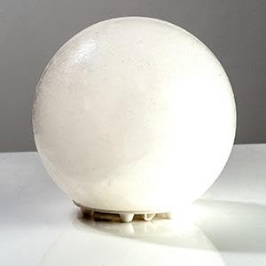 LENCARTA Salt Lamp White Globe Himalayan Rock Salt Healing Crystals 100% Authentic Hand Crafted | LED 15W Home Decor | for Home Bedtime Nightlamp Wooden Base| USB Powered 1-2 KG