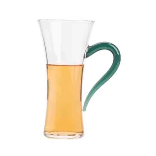 Vaso de vidrio transparente de 180 ml con mango verde oscuro para cocina 2