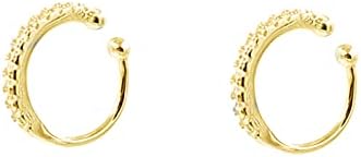 Fake Hoop Earrings CZ Cubic Zirconia Cartilage Earring 925 Sterling Silver Earrings Ear Cuff Huggie Dainty Minimal Conch Piercing Non Pierced Ear Pods Clip on Earrings for Women
