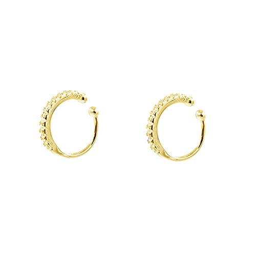 Fake Hoop Earrings CZ Cubic Zirconia Cartilage Earring 925 Sterling Silver Earrings Ear Cuff Huggie Dainty Minimal Conch Piercing Non Pierced Ear Pods Clip on Earrings for Women