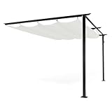 TERRE JARDIN - Pérgola adosada 2,70 x 4 m con toldo retráctil Crema
