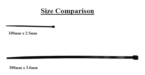 Image of Tidy Fox Heavy Duty Nylon Cable Ties, Self Locking Zip Ties, 12 inch (300 mm) x 3.6 mm, Pack of 100, White, for Cable Management, Garden and Outdoor Use, Made in India