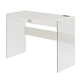 Convenience Concepts SoHo Glass Desk with Charging Station, 42', White