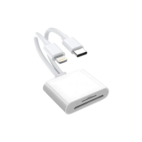 iphone sdカードリーダー【2026正規認証 2in1 】SDカードリーダー ライトニング USB3.0 双方向高速転送 写真/動画/ファイル 設定不要 操作不要 旅行・会議 (iOS/USB C対応)の商品画像（Amazon）