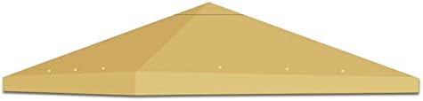 STRONG CAMEL Replacement 10'X10'Gazebo Canopy top Patio Pavilion Cover Sunshade plyester Single Tier-tan
