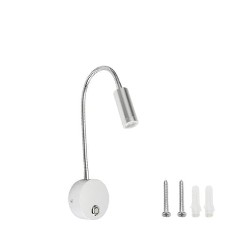 Luz de lectura LED de 3W con regulador táctil plateado para cabecero