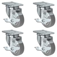3 X 1.25 Thermo Plastic Rubber Caster Set of 4 - All Swivel Locking Casters - 900 lbs Capacity Per Set
