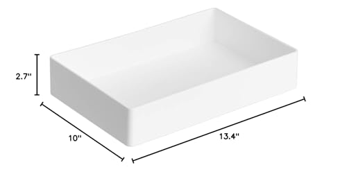 Image of Amazon Basics Rectangular Plastic Desk Organizer Bundle, 3 Pieces Letter Tray and Accessory Tray for Office Supplies, Document Organization, Workspace Storage, 10 x 13.4 inches, White